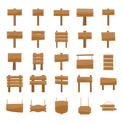 Wooden Signboards Icons Pack