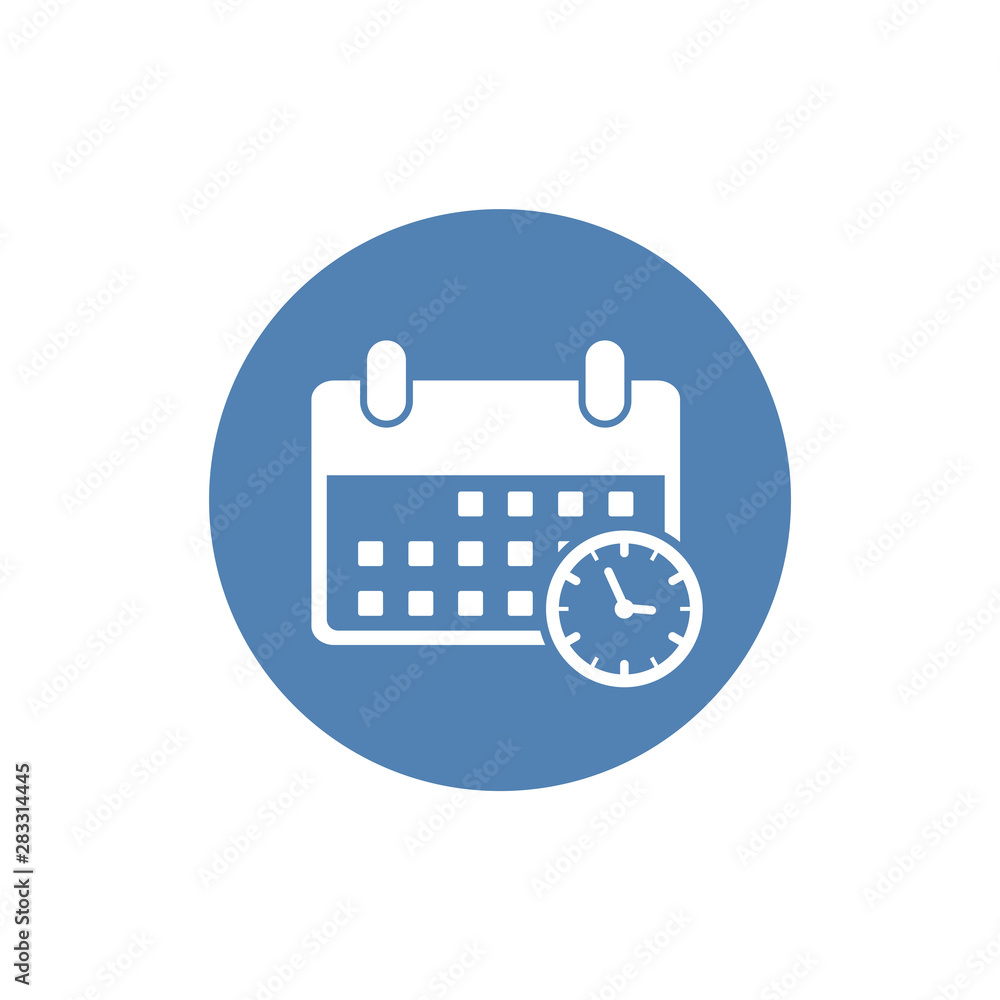 Poster calendar and clock icon. date and time symbol. event pictogram, flat vector sign isolated on white b