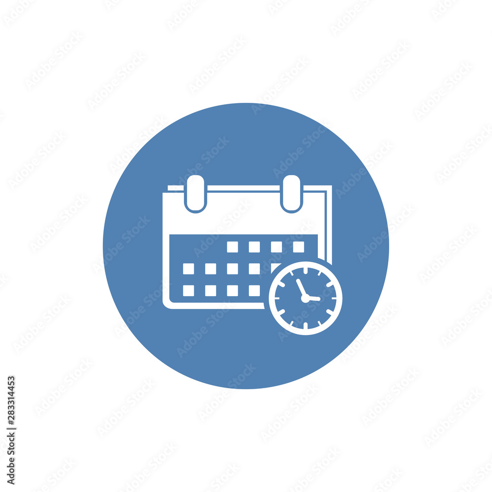 Poster calendar and clock icon. date and time symbol. event pictogram, flat vector sign isolated on white b