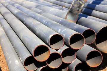 Steel pipe pile in the construction site