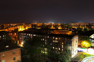 Naklejka premium Evening city view