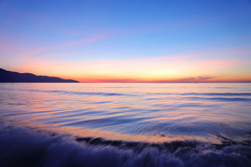 Beautiful sunrise over the sea. Da Nang, Vietnam.