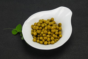 Canned Green peas in the bowl