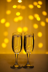 Glasses on a background of illumination