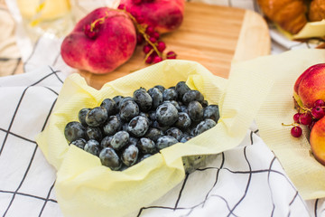 Blueberry berries in the park at a picnic