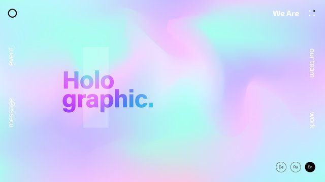 Holographic texture abstract background design, colorful gradient fluid wallpaper, futuristic design backdrop for poster, cover, flyer, music, night club, landing page, brochure, website template
