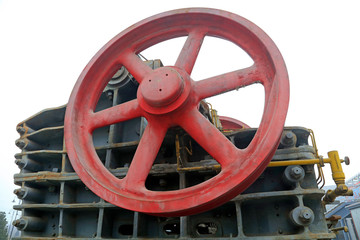 abandoned large mechanical equipment wheel