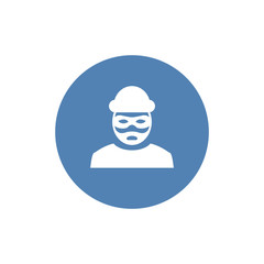Robber icon. Bandit symbol isolated on white background. Vector illustration.