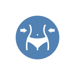 Weight loss icon, fitness and sport, slim body with measuring tape sign vector graphics, a linear pattern on a white background, eps 10.