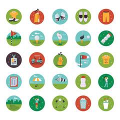 Golf Course Flat Icons 