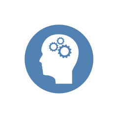 Gear in head icon vector, solid illustration, pictogram isolated on white