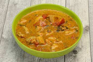 Traditional thai curry chicken soup