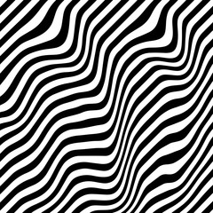 Movement lines illusion. Abstract wave whith black and white curve lines. Vector optical illusion.