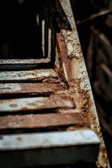 Fototapeta na wymiar the rusty blue staircase