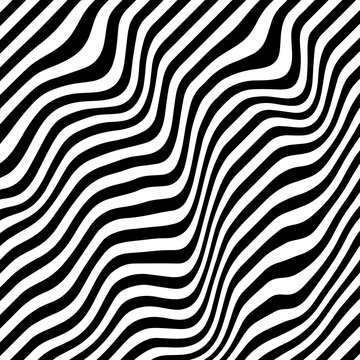 Movement lines illusion. Abstract wave whith black and white curve lines. Vector optical illusion. © Oleksii