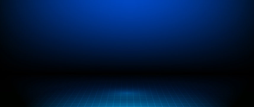 Vector illustration abstract empty blue and black color studio room. Graphic design with blank, empty space on blur gradient background. Used to display your products for template or banner background