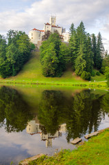 Fototapeta na wymiar The picturesque landscape with a Trakoscan castle, Croatia