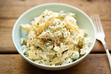 Cheese pasta. Pasta with ricotta, parmesan & blue cheese. 