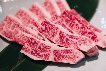 Famous and sizzling yakiniku in Takayama Japan - Premium A5 Hida wagyu beef set serves