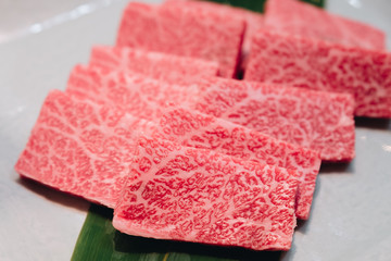 Famous and sizzling yakiniku in Takayama Japan - Premium A5 Hida wagyu beef set serves