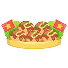 大阪名物たこ焼き（タコヤキ・たこやき）のイラスト