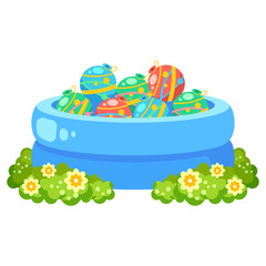 ヨーヨー釣り（水風船のプール）のイラスト