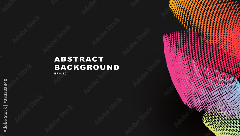 Poster colorful lines twisted into circular shape, abstract background