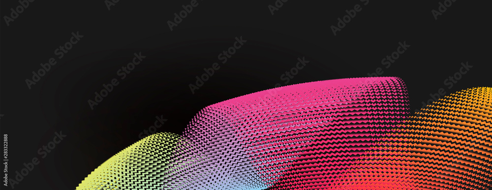 Poster colorful lines twisted into circular shape, abstract background