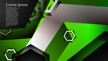 Abstract vector background with hexagon overlapping pattern. Vector illustration for any background. color green