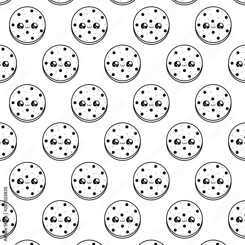 Sticker pattern of delicious fresh cookies kawaii style