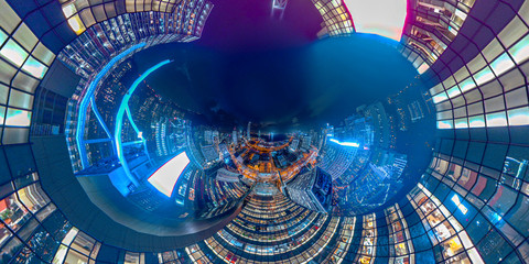 Panorama aerial view of Hong Kong Nightscape in Central