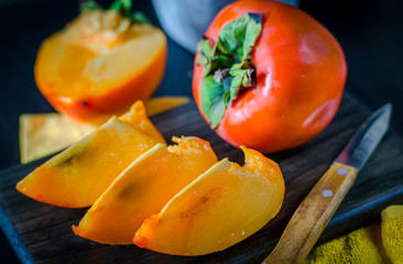 sliced ripe persimmon