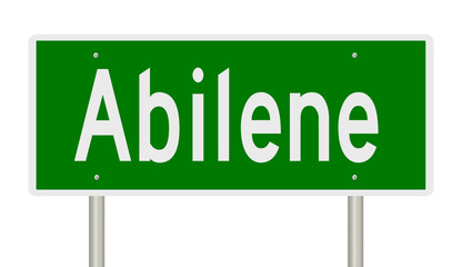 Rendering of a green highway sign for Abilene Texas