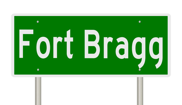 Rendering Of A Green Highway Sign For Fort Bragg In Texas