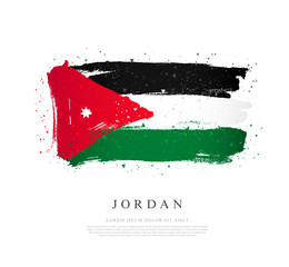 Flag of Jordan. Brush strokes are drawn by hand.