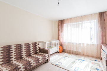 Russia, Moscow- June 13, 2018: interior room apartment. standard repair decoration in hostel