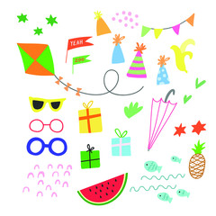 happy birthday party clip art. vector isolated elements