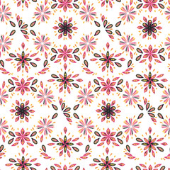 Vector seamless pattern with Mexico traditional celebration floral ornaments and decor elements isolated on white background. Good for packaging, prints, cards, textile, prints.