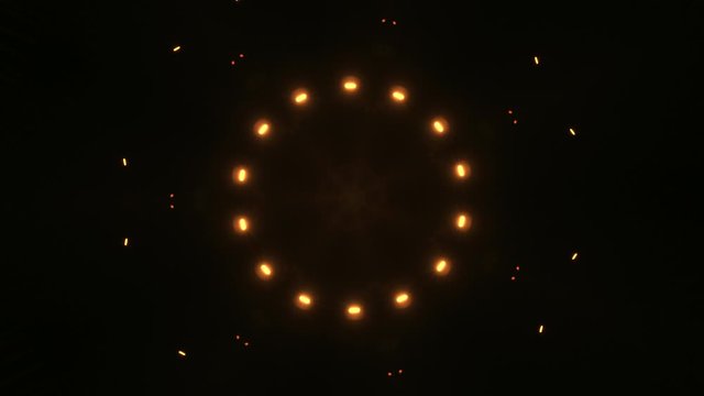 VJ Fractal kaleidoscopic background. Motion with fractal design on black background. Disco dinamic mandala spectrum lights concert spot bulb.
