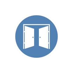 Double doors open icon. Flat vector illustration EPS 10