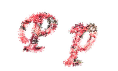 Beautiful illustration of both uppercase and lowercase letters made of spring flowers.