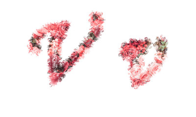 Beautiful illustration of both uppercase and lowercase letters made of spring flowers.