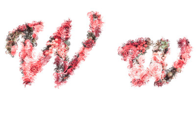 Beautiful illustration of both uppercase and lowercase letters made of spring flowers.
