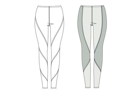 3D illustration of leggings. Technical drawing. Woman active wear