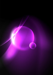 Dark space with shiny neon light motion waves. Abstract concept graphic element. Vector neon background. Technology background