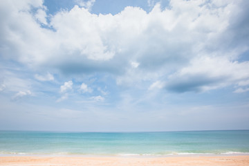 Landscape of sea and beach with blue sky in summer