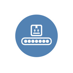 Conveyor line icon, production, manufacturing vector pictogram. Conveyor Belt Icon