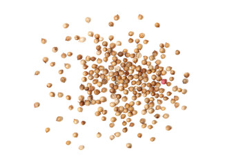 Coriander seeds on white background 