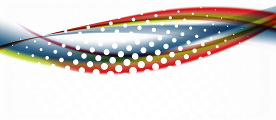 Line wave art illustration on light backdrop. Vector abstract design banner template. Business template