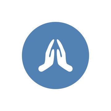 Pray or hands together in religious prayer flat vector icon for apps and websites